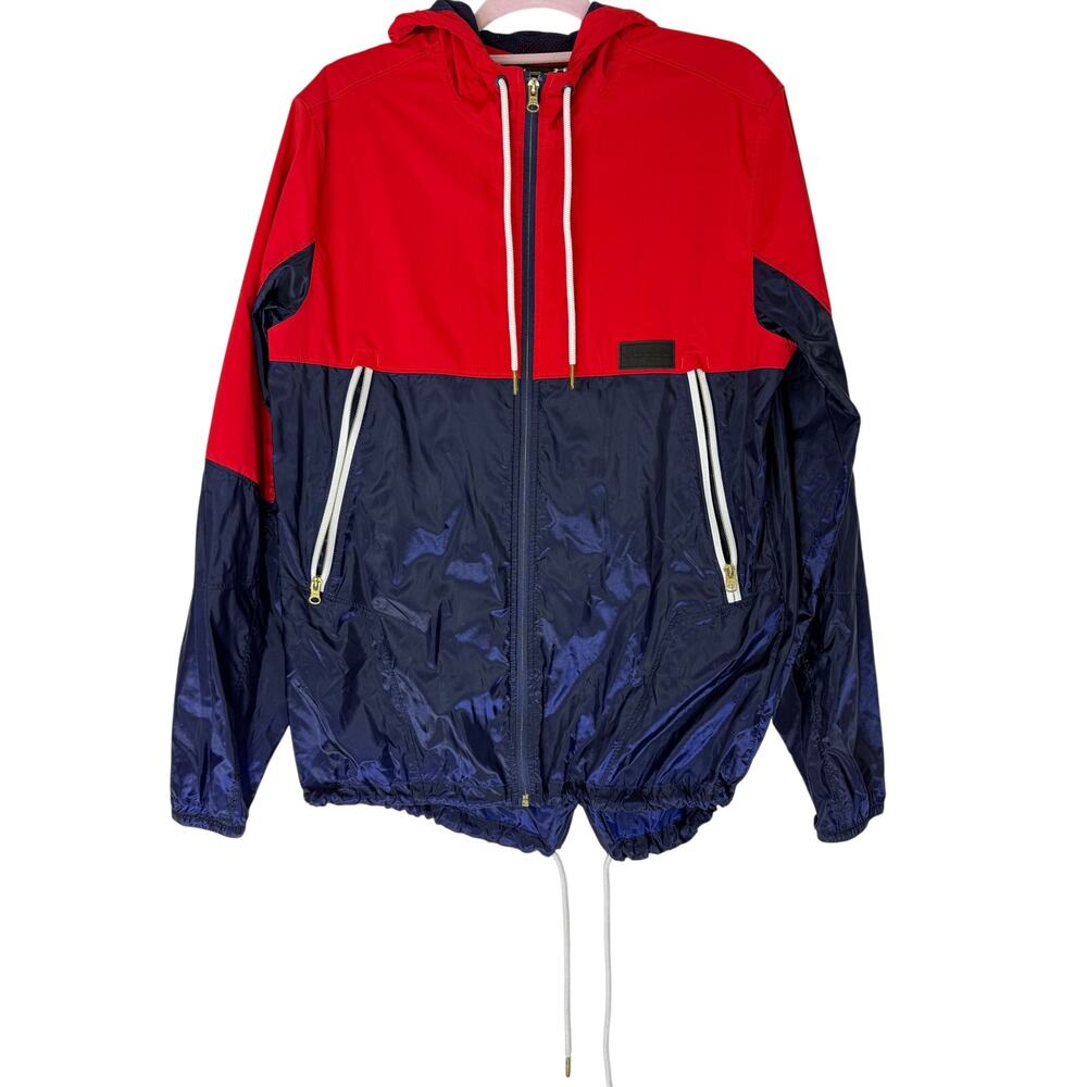 Under‎ Armour Navy Blue & Red Loose Fit Hooded Lightweight Rain Jackets Size M